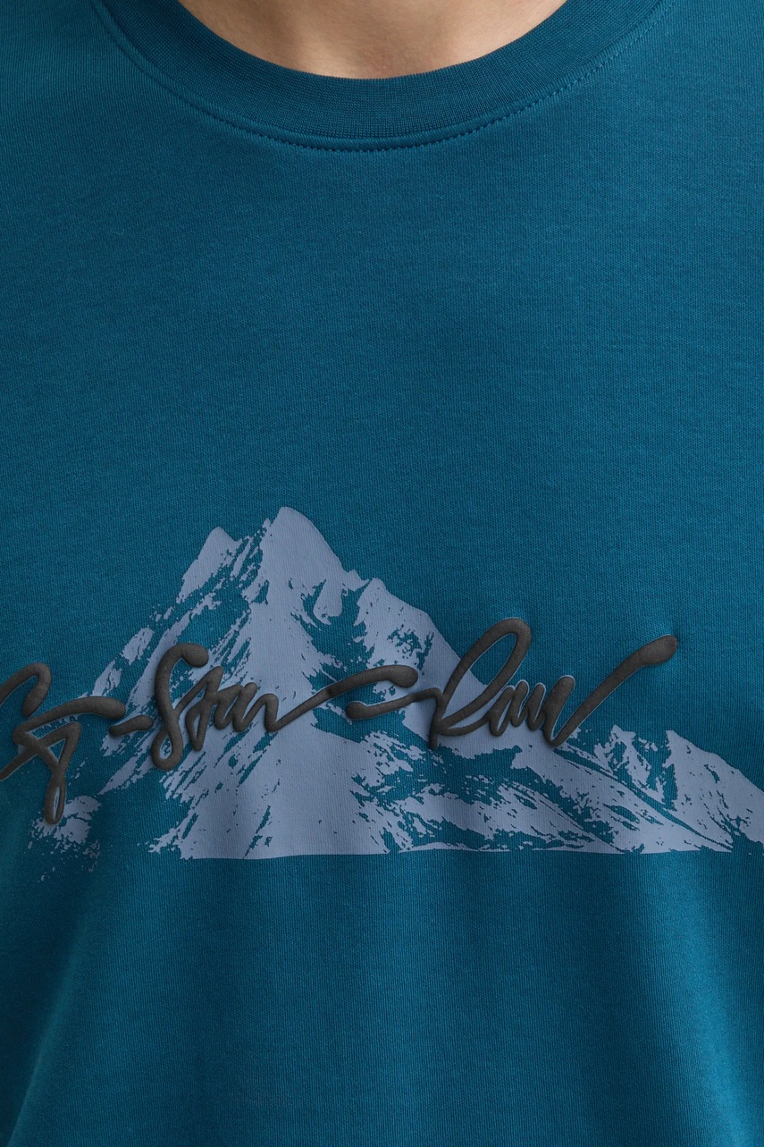 Βαμβακερό μπλουζάκι G-Star ανδρικό, χρώμα: τιρκουάζ, D25158-C812 φωτογραφία