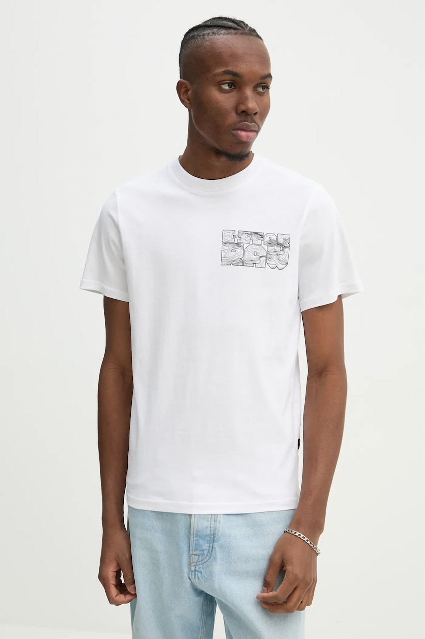 G-Star Raw tricou din bumbac barbati, culoarea alb, cu imprimeu, D25146-C506 G-Star Raw tricou din bumbac barbati, culoarea alb, cu imprimeu, D25146-C506