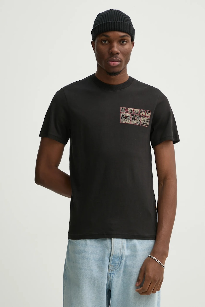 G-Star Raw tricou din bumbac barbati, culoarea negru, cu imprimeu, D25146-C506 G-Star Raw tricou din bumbac barbati, culoarea negru, cu imprimeu, D25146-C506