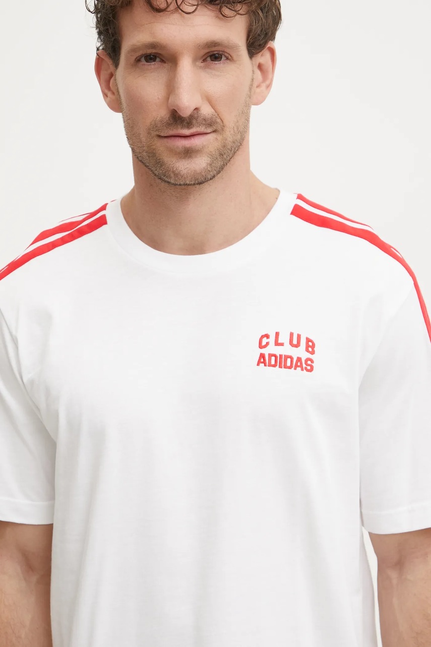 Βαμβακερό μπλουζάκι adidas M C COLLE Collegiate ανδρικό, χρώμα: άσπρο, JJ1606 φωτογραφία