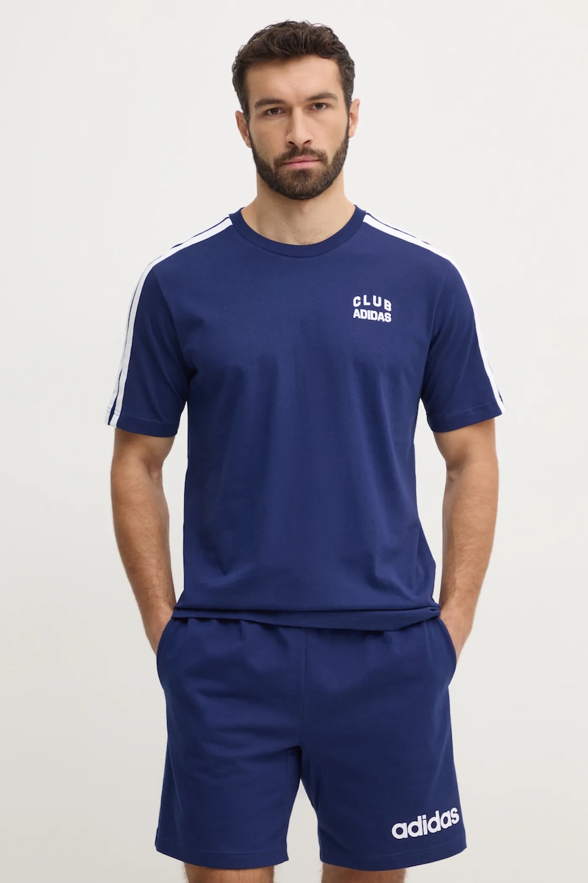 adidas tricou din bumbac M C COLLE Collegiate barbati, culoarea albastru marin, cu imprimeu, JJ1608 adidas tricou din bumbac M C COLLE Collegiate barbati, culoarea albastru marin, cu imprimeu, JJ1608