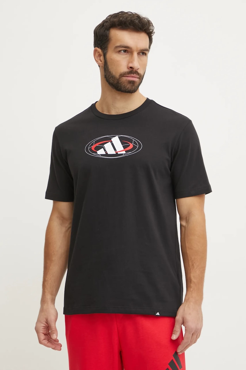 adidas tricou din bumbac M C HOT CB T barbati, culoarea negru, cu imprimeu, JI6783 adidas tricou din bumbac M C HOT CB T barbati, culoarea negru, cu imprimeu, JI6783