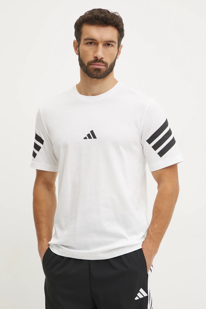adidas tricou din bumbac Future Icons barbati, culoarea alb, neted, JD4880