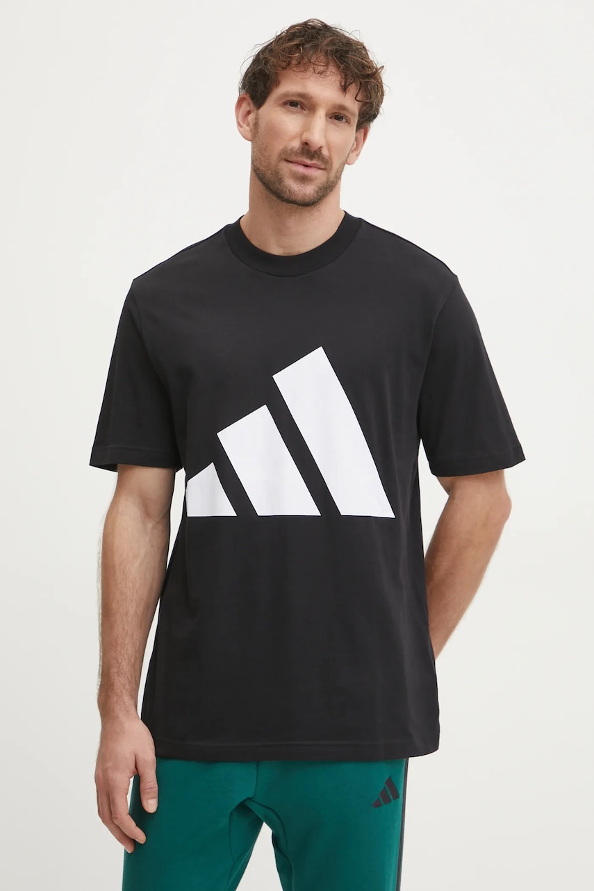 adidas tricou din bumbac Essentials bărbați, culoarea negru, cu imprimeu, JE8945