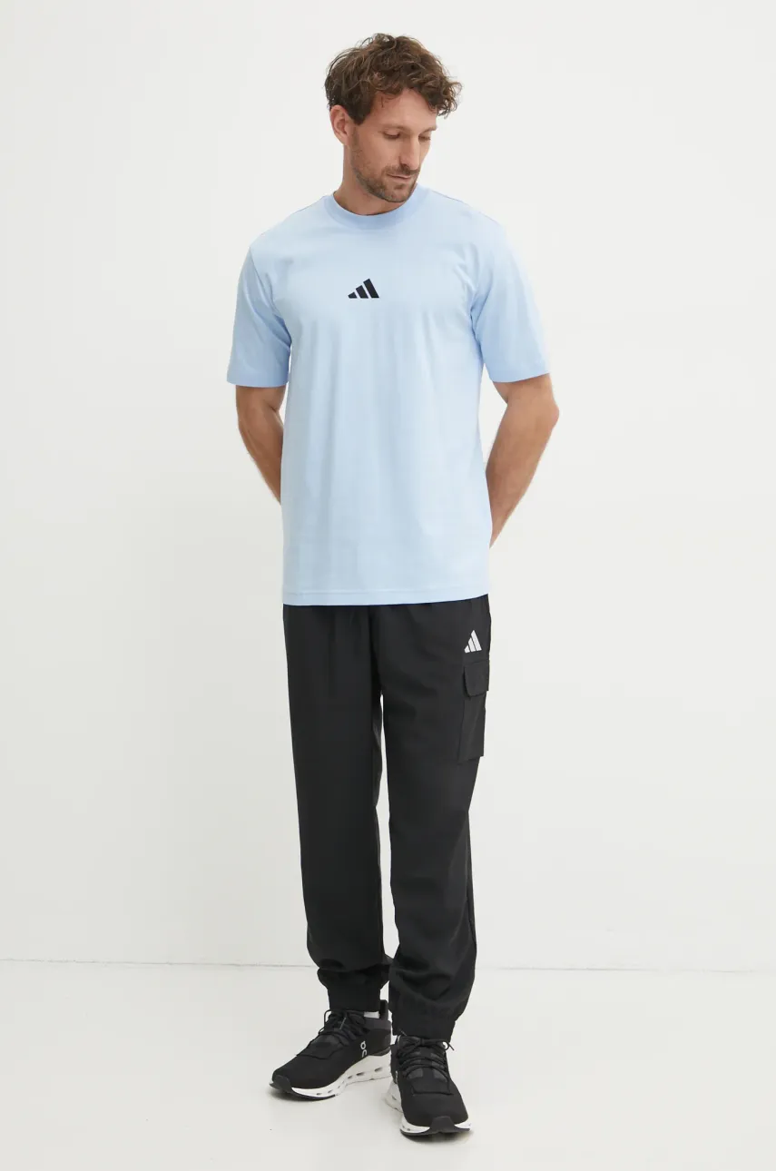 Хлопковая футболка adidas Essential мужская с принтом JF1101 Хлопковая футболка adidas Essential мужская с принтом JF1101