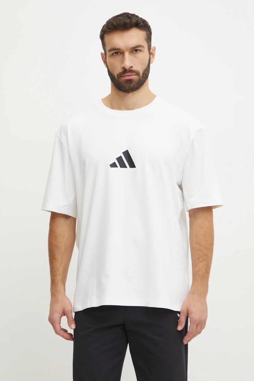 adidas tricou Z.N.E. barbati, culoarea bej, cu imprimeu, JC5482