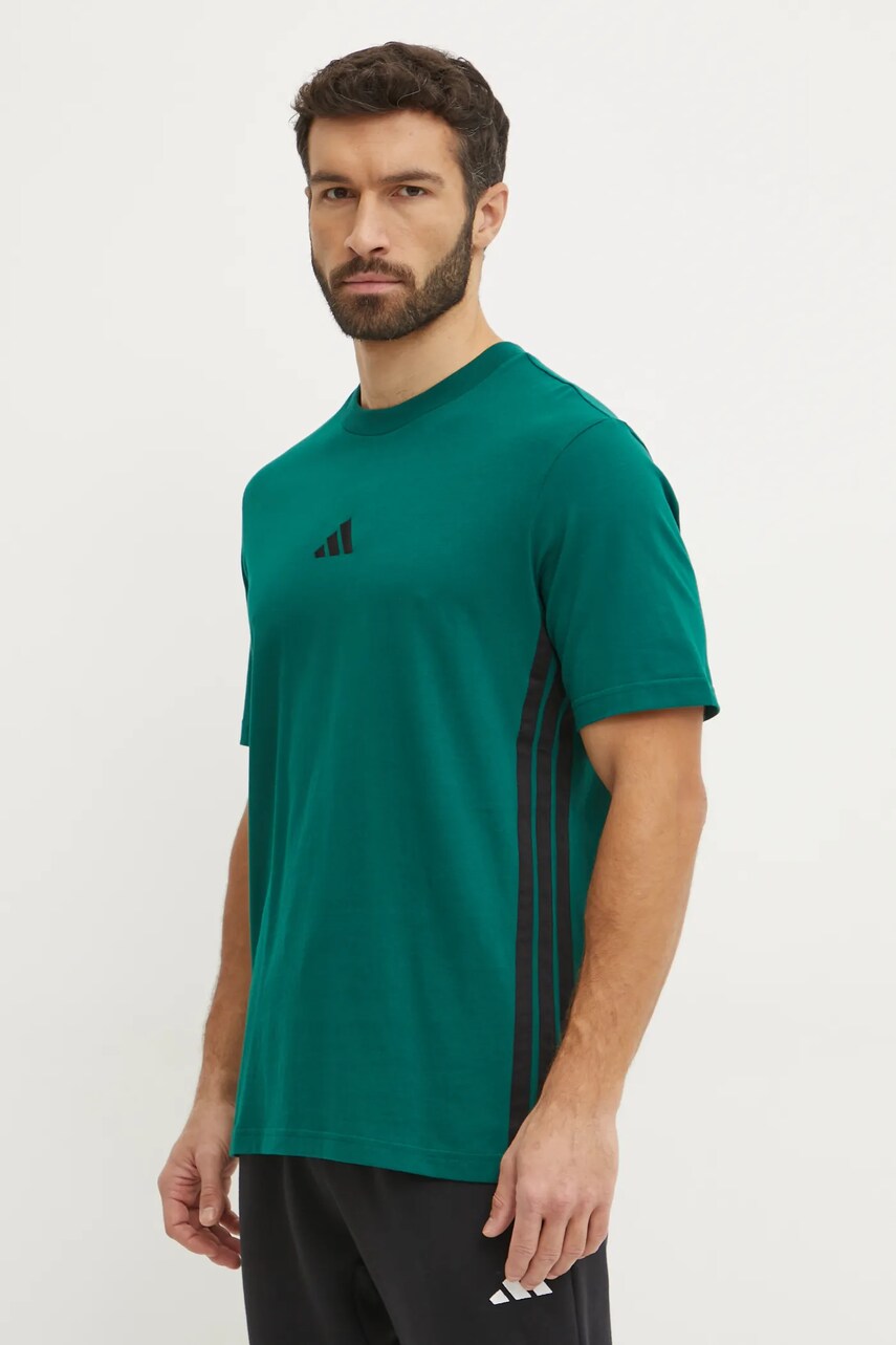 adidas tricou din bumbac Essentials barbati, culoarea verde, modelator, JD1905 adidas tricou din bumbac Essentials barbati, culoarea verde, modelator, JD1905