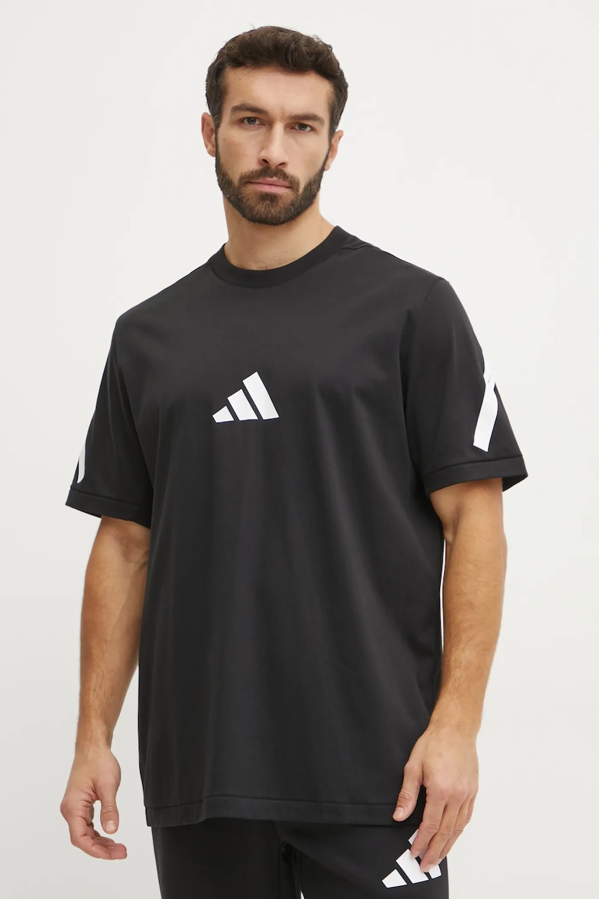 adidas tricou din bumbac Z.N.E. bărbați, culoarea negru, cu imprimeu, JC7920 adidas tricou din bumbac Z.N.E. bărbați, culoarea negru, cu imprimeu, JC7920