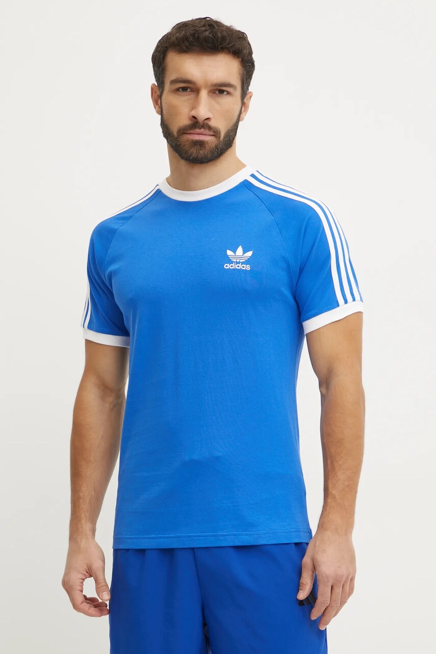 adidas Originals tricou din bumbac 3-Stripes barbati, culoarea violet, modelator, JD2880 adidas Originals tricou din bumbac 3-Stripes barbati, culoarea violet, modelator, JD2880