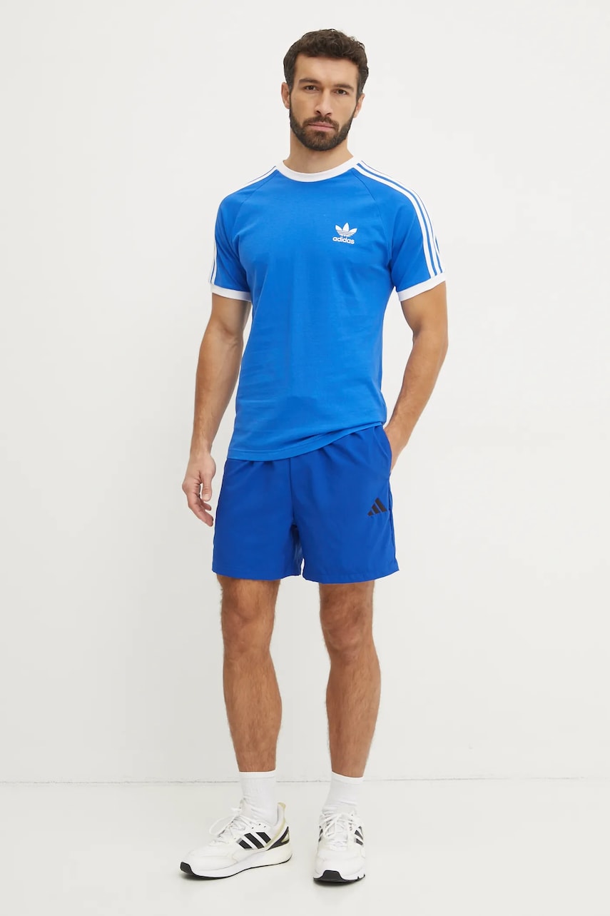 Хлопковая футболка adidas Originals 3-Stripes мужская цвет фиолетовый узорная JD2880 Хлопковая футболка adidas Originals 3-Stripes мужская цвет фиолетовый узорная JD2880