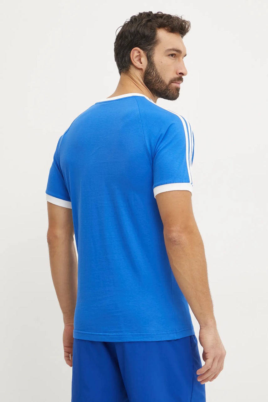 Βαμβακερό μπλουζάκι adidas Originals 3-Stripes ανδρικό, χρώμα: μπλε, JD2880 φωτογραφία