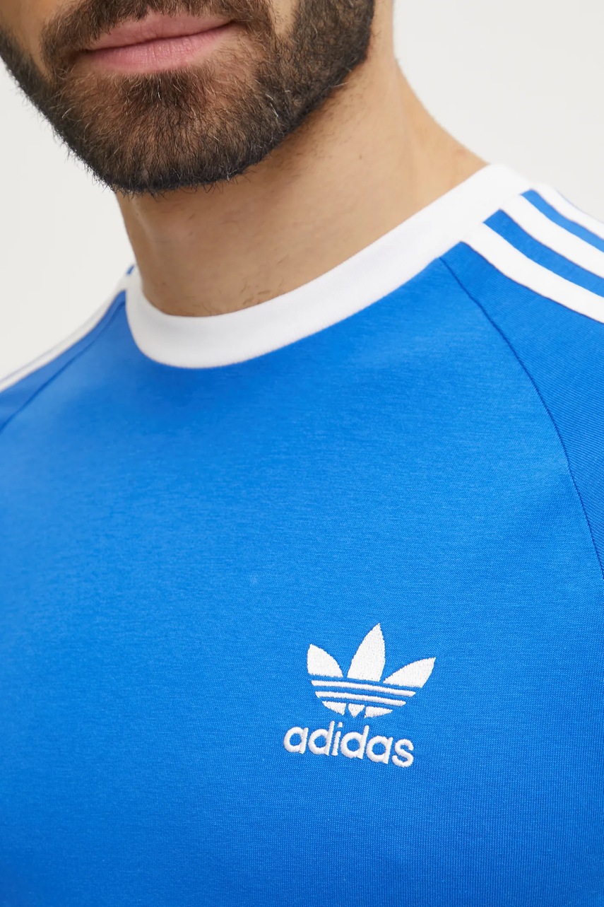 Βαμβακερό μπλουζάκι adidas Originals 3-Stripes ανδρικό, χρώμα: μπλε, JD2880 φωτογραφία