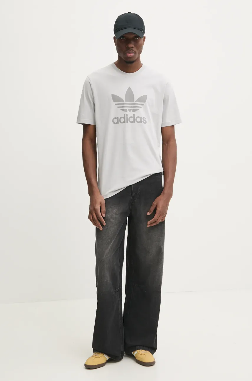 Βαμβακερό μπλουζάκι adidas Originals TREFOIL T-SHIRT ανδρικό, χρώμα: γκρι, JP2548 φωτογραφία