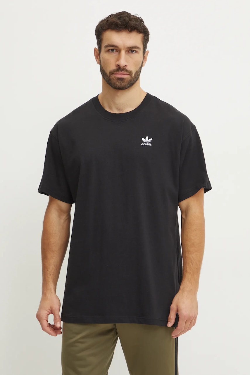 adidas Originals tricou din bumbac Essential barbati, culoarea negru, neted, JD0349 adidas Originals tricou din bumbac Essential barbati, culoarea negru, neted, JD0349