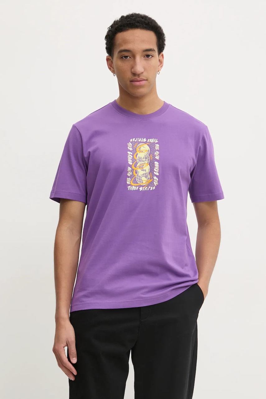 adidas Originals tricou din bumbac Q12 TS STREET W barbati, culoarea violet, cu imprimeu, JP4498 adidas Originals tricou din bumbac Q12 TS STREET W barbati, culoarea violet, cu imprimeu, JP4498