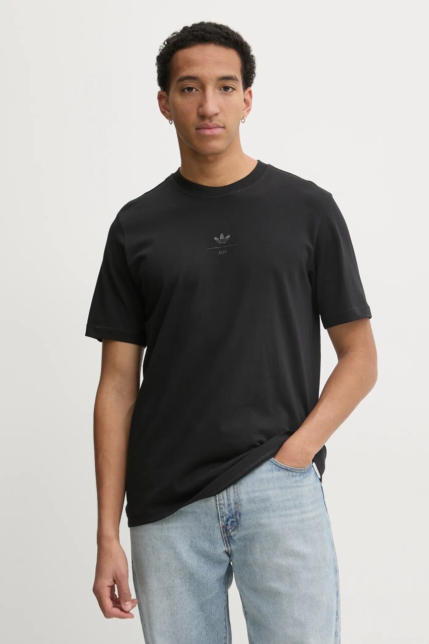 adidas Originals tricou din bumbac Q12 TS elevated barbati, culoarea negru, cu imprimeu, JD0664 adidas Originals tricou din bumbac Q12 TS elevated barbati, culoarea negru, cu imprimeu, JD0664