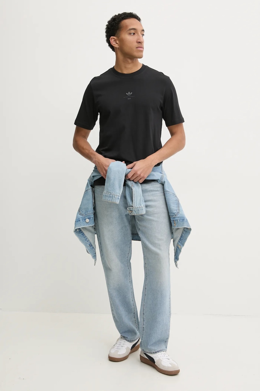 Хлопковая футболка adidas Originals Q12 TS elevated мужская цвет чёрный с принтом JD0664 Хлопковая футболка adidas Originals Q12 TS elevated мужская цвет чёрный с принтом JD0664
