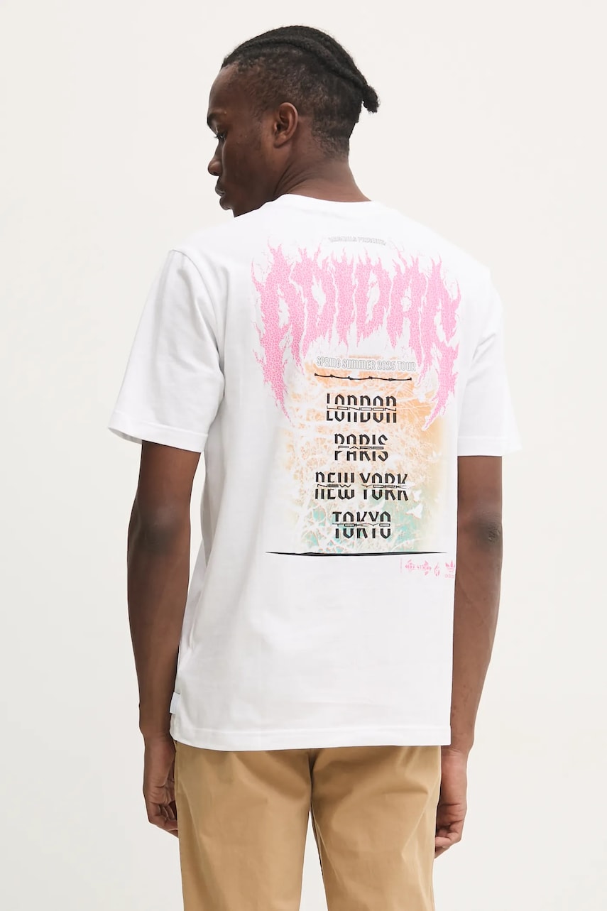 adidas Originals tricou din bumbac Q12 TS DEATH barbati, culoarea bej, cu imprimeu, JD0665