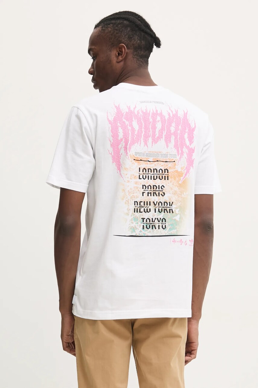adidas Originals tricou din bumbac Q12 TS DEATH bărbați, culoarea bej, cu imprimeu, JD0665