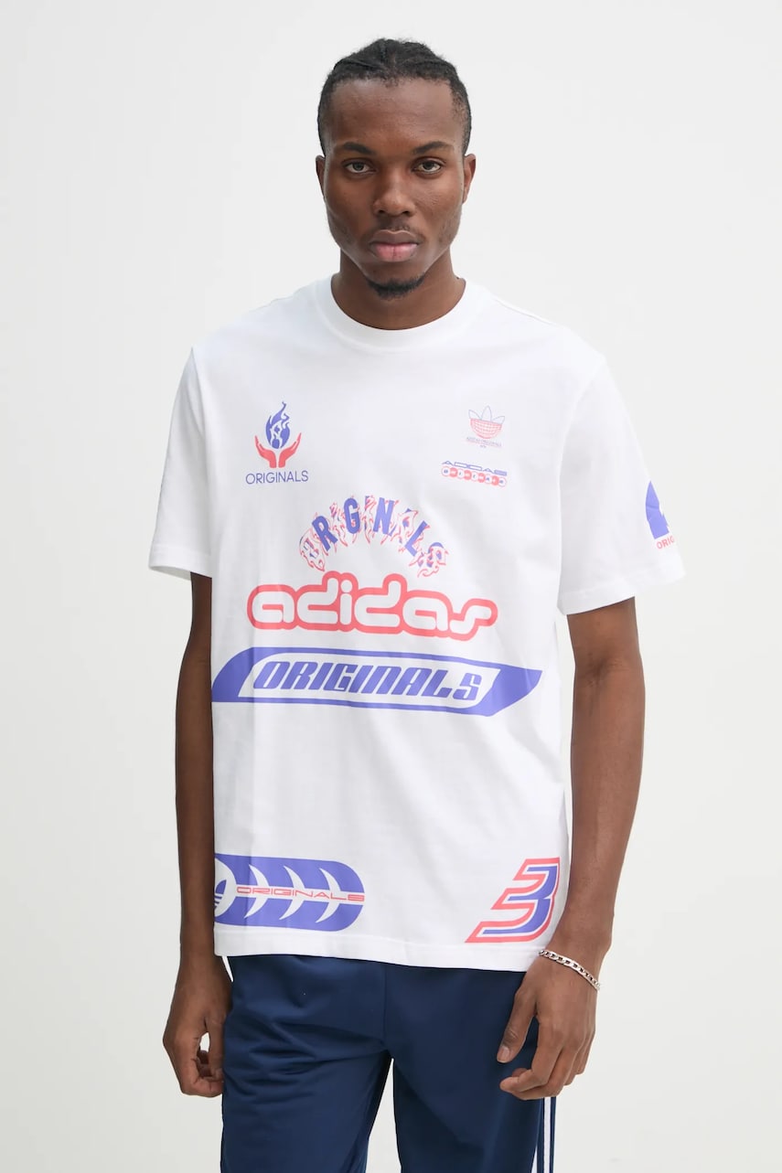 adidas Originals tricou din bumbac Q12 TS SPONSOR barbati, culoarea bej, cu imprimeu, JD0663 adidas Originals tricou din bumbac Q12 TS SPONSOR barbati, culoarea bej, cu imprimeu, JD0663