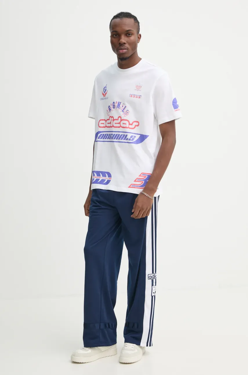 Хлопковая футболка adidas Originals Q12 TS SPONSOR мужская цвет бежевый с принтом JD0663 Хлопковая футболка adidas Originals Q12 TS SPONSOR мужская цвет бежевый с принтом JD0663