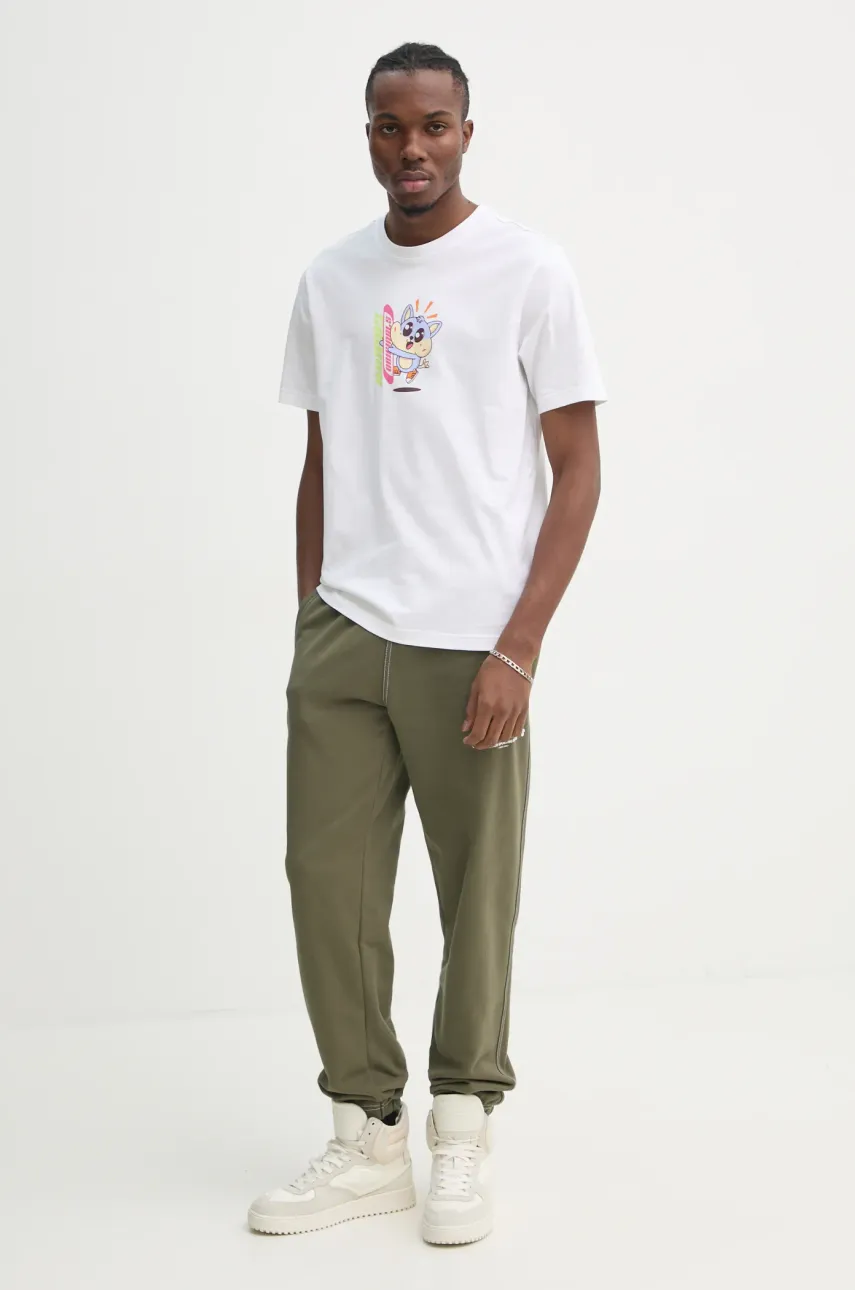 Хлопковая футболка adidas Originals Q12 TS KAWAII мужская цвет бежевый с принтом JD0661 Хлопковая футболка adidas Originals Q12 TS KAWAII мужская цвет бежевый с принтом JD0661