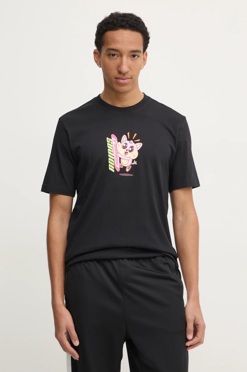 adidas Originals t-shirt Q12 TS KAWAII fekete, férfi, nyomott mintás, JP2675 akciós termékkép 1