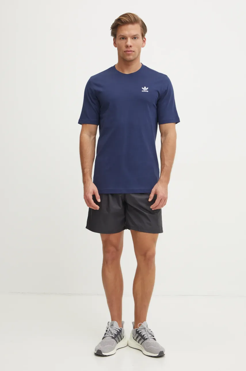 Хлопковая футболка adidas Originals Trefoil мужская цвет синий однотонная JC9989 Хлопковая футболка adidas Originals Trefoil мужская цвет синий однотонная JC9989