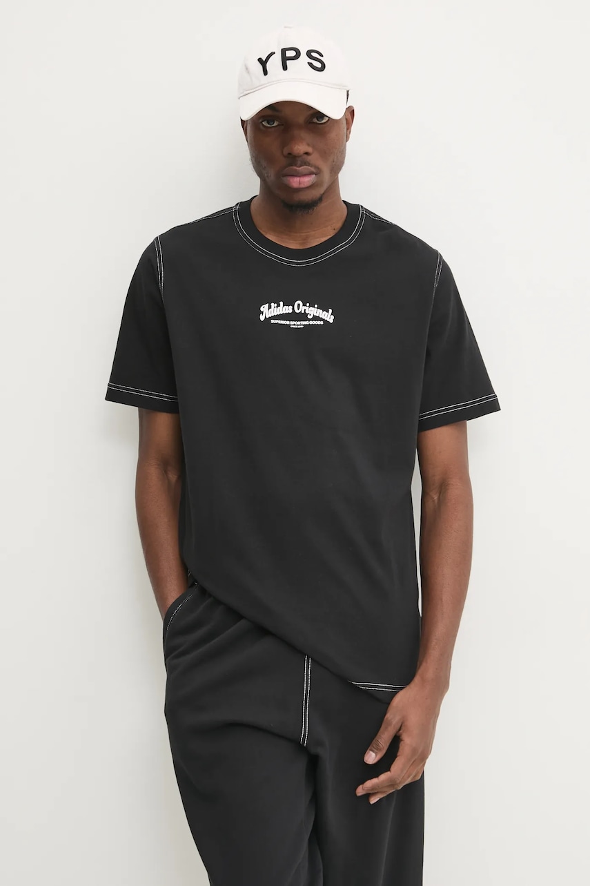 adidas Originals tricou din bumbac Wabash barbati, culoarea negru, cu imprimeu, JP4477 adidas Originals tricou din bumbac Wabash barbati, culoarea negru, cu imprimeu, JP4477