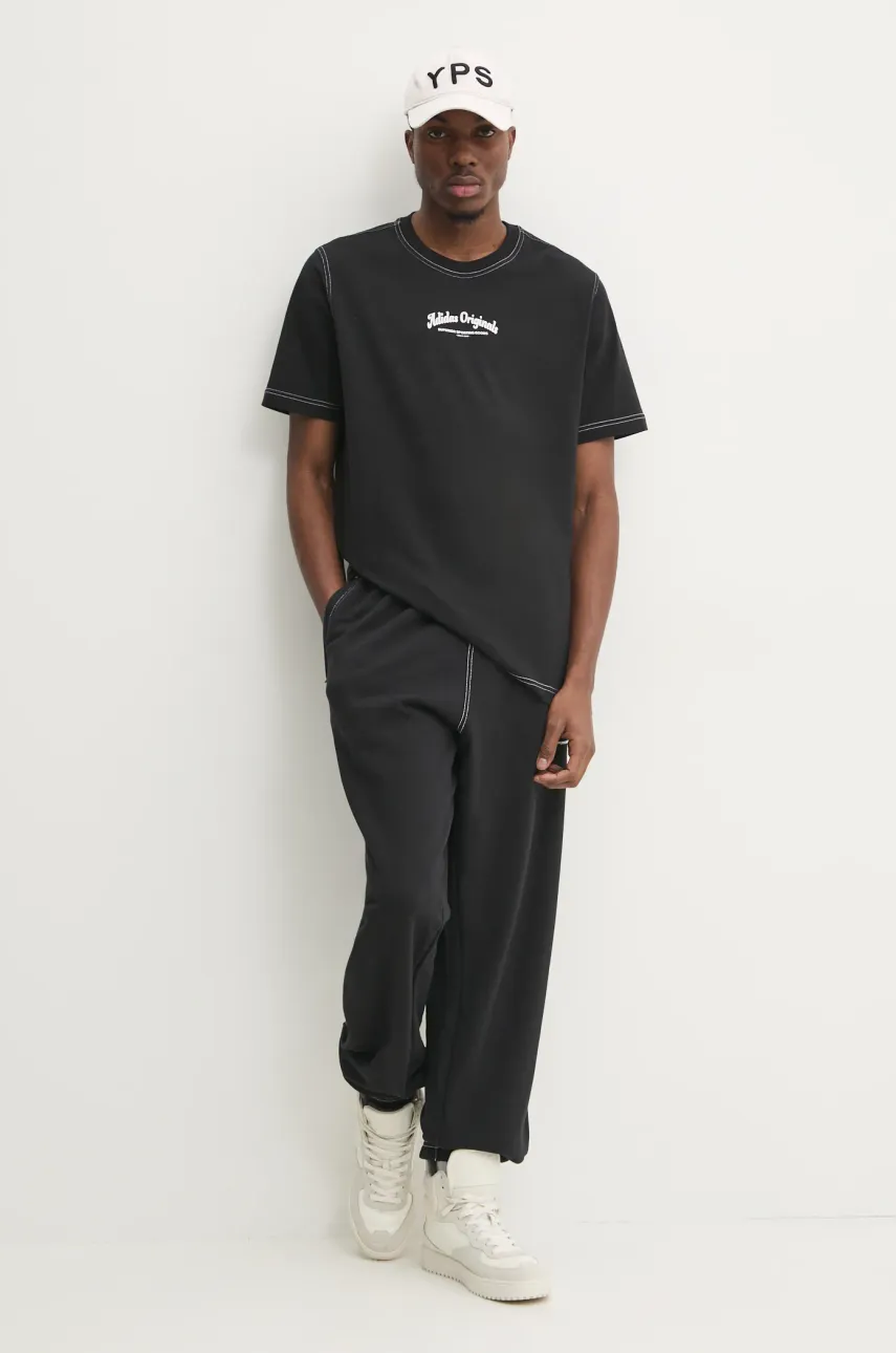 Хлопковая футболка adidas Originals Wabash мужская цвет чёрный с принтом JP4477 Хлопковая футболка adidas Originals Wabash мужская цвет чёрный с принтом JP4477