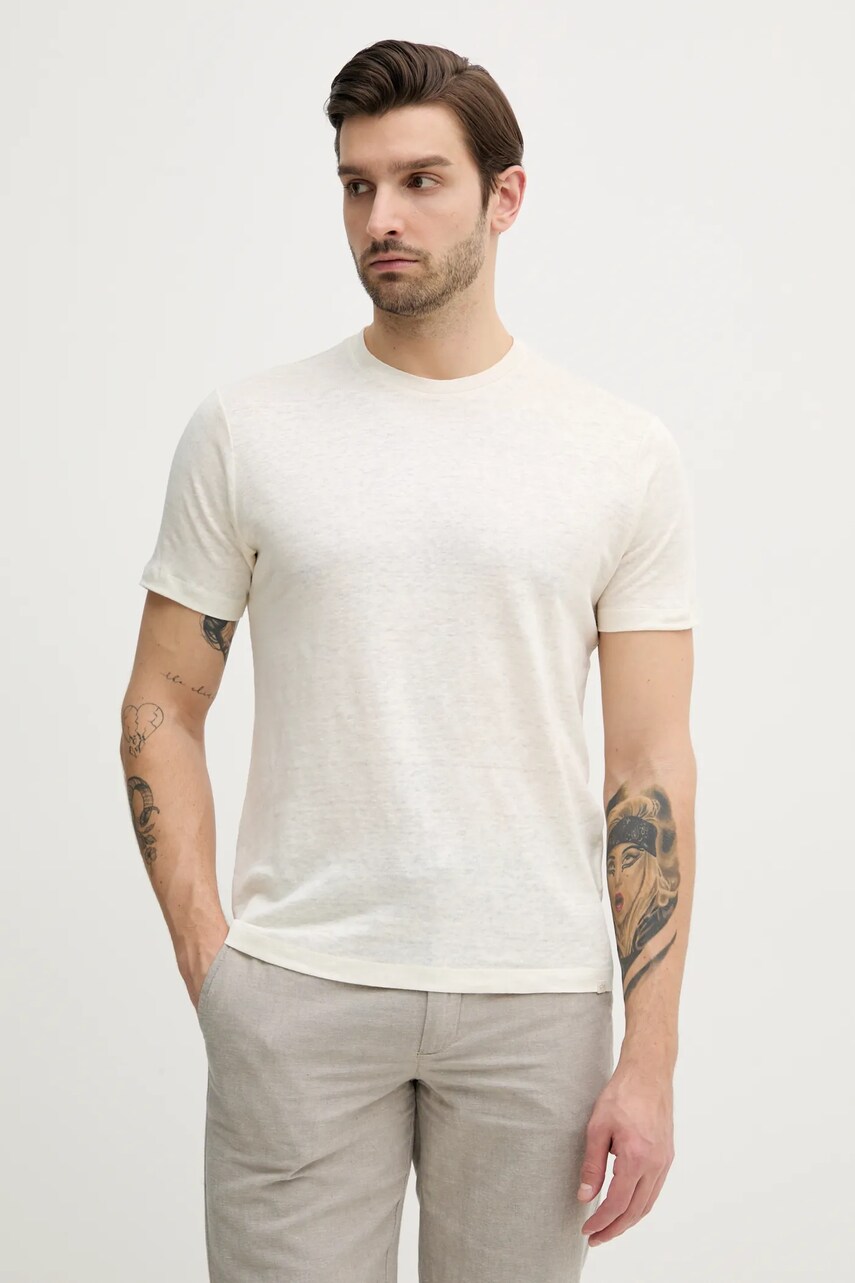 Paul&Shark tricou de in barbati, culoarea bej, neted, 25411020