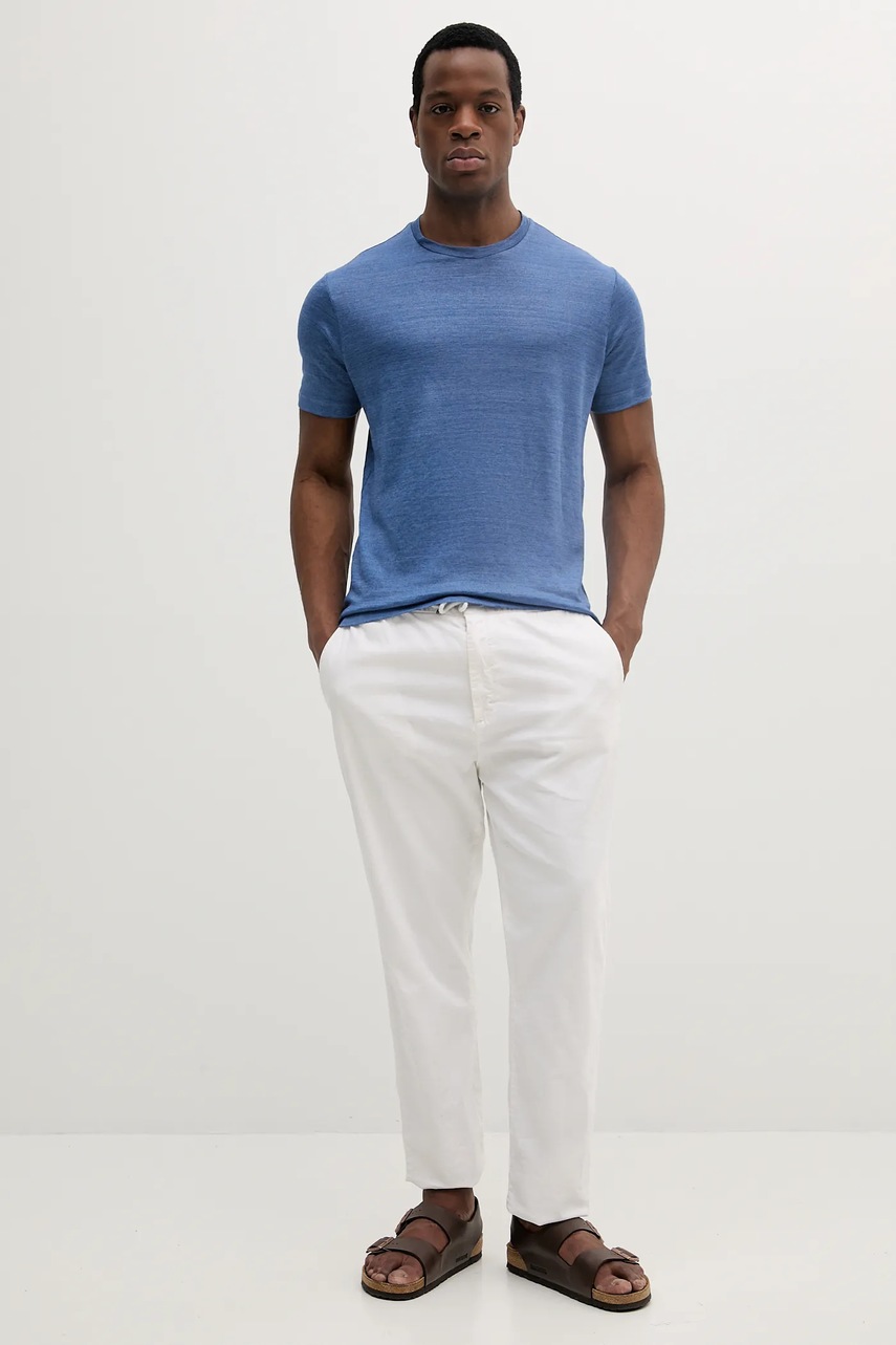 Льняная футболка Paul&Shark мужская цвет синий однотонная 25411020