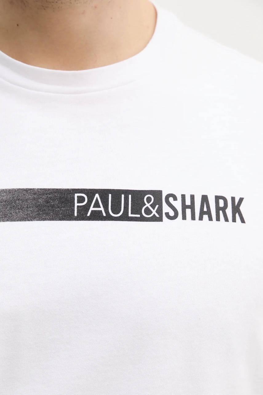 Βαμβακερό μπλουζάκι Paul&Shark ανδρικό, χρώμα: άσπρο, 25411039 φωτογραφία
