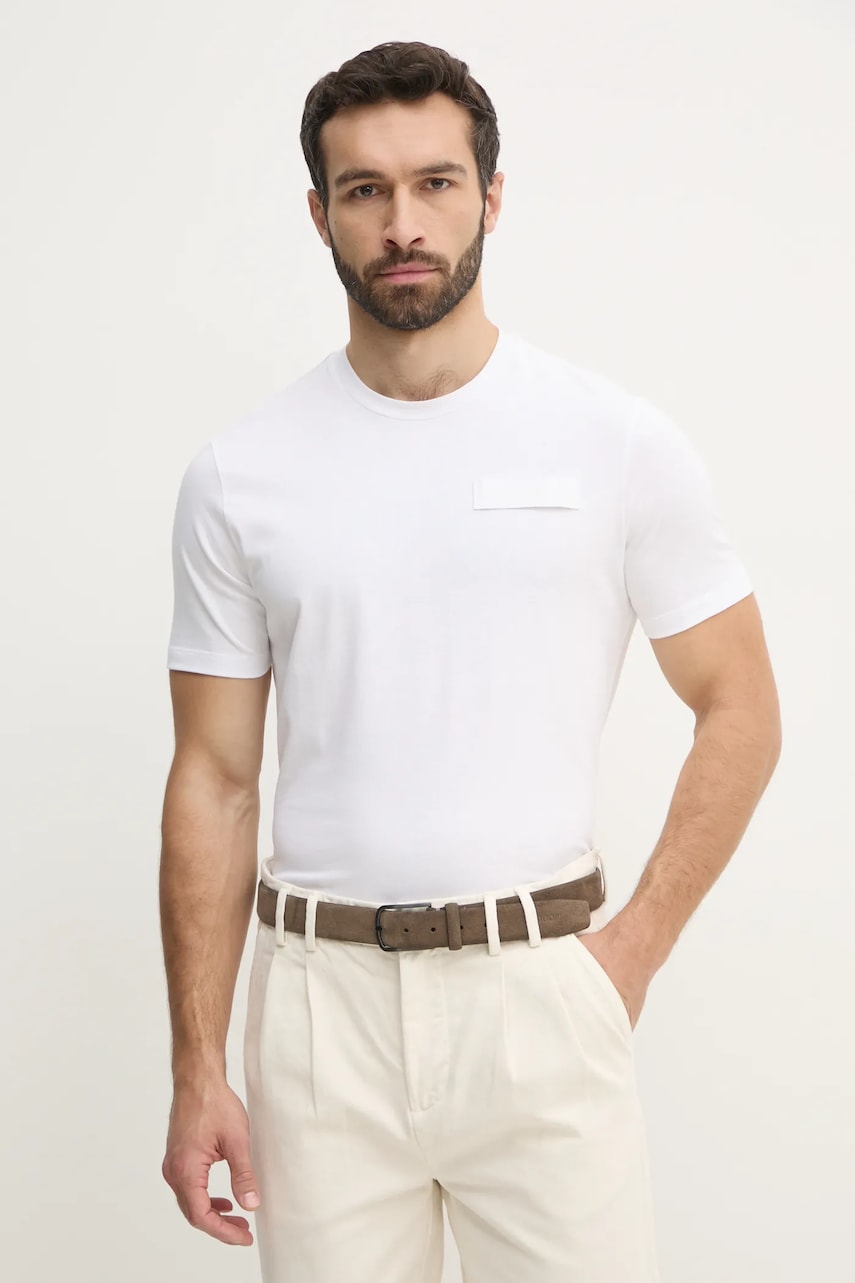 Paul&Shark tricou din bumbac barbati, culoarea alb, neted, 25411043 Paul&Shark tricou din bumbac barbati, culoarea alb, neted, 25411043