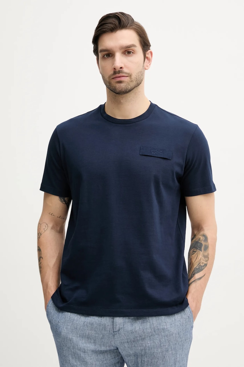 Paul&Shark tricou din bumbac barbati, culoarea albastru marin, neted, 25411043 Paul&Shark tricou din bumbac barbati, culoarea albastru marin, neted, 25411043