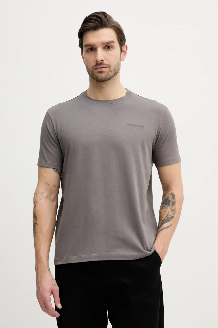 Paul&Shark tricou din bumbac barbati, culoarea gri, neted, 25411047