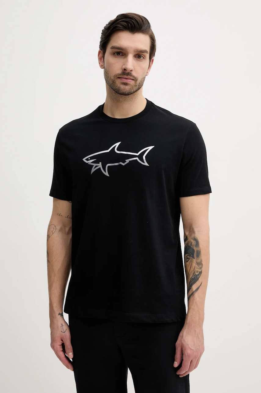 Paul&Shark tricou din bumbac barbati, culoarea negru, cu imprimeu, 25411078 Paul&Shark tricou din bumbac barbati, culoarea negru, cu imprimeu, 25411078