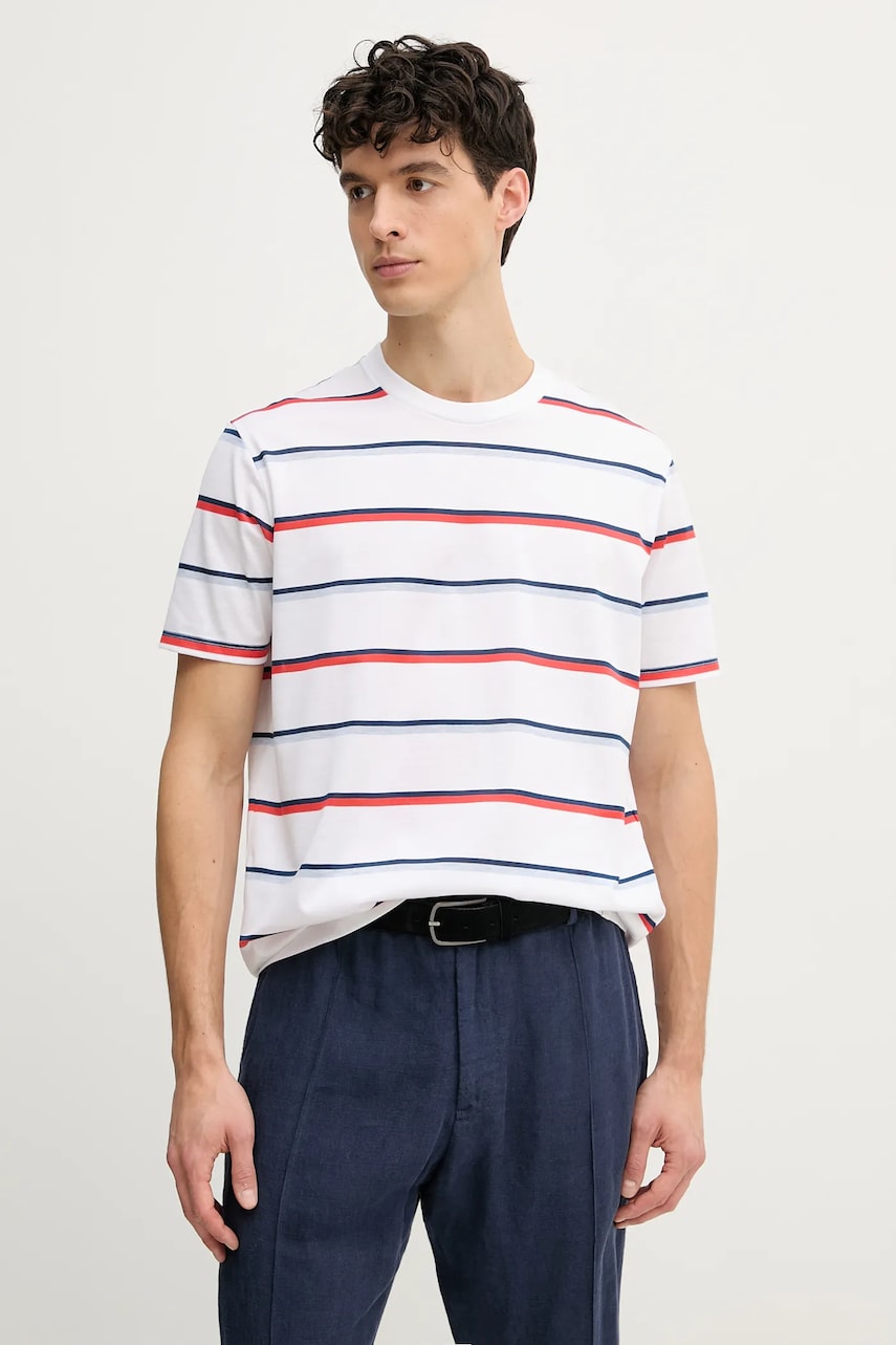 Paul&Shark tricou din bumbac bărbați, culoarea alb, cu imprimeu, 25411083 Paul&Shark tricou din bumbac bărbați, culoarea alb, cu imprimeu, 25411083