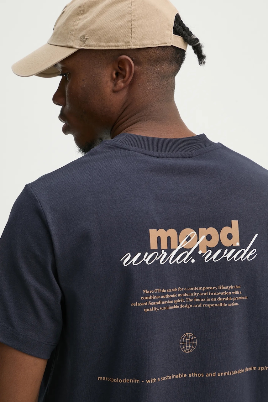 Marc O'Polo tricou din bumbac barbati, culoarea albastru marin, cu imprimeu, 5000005444 Marc O'Polo tricou din bumbac barbati, culoarea albastru marin, cu imprimeu, 5000005444