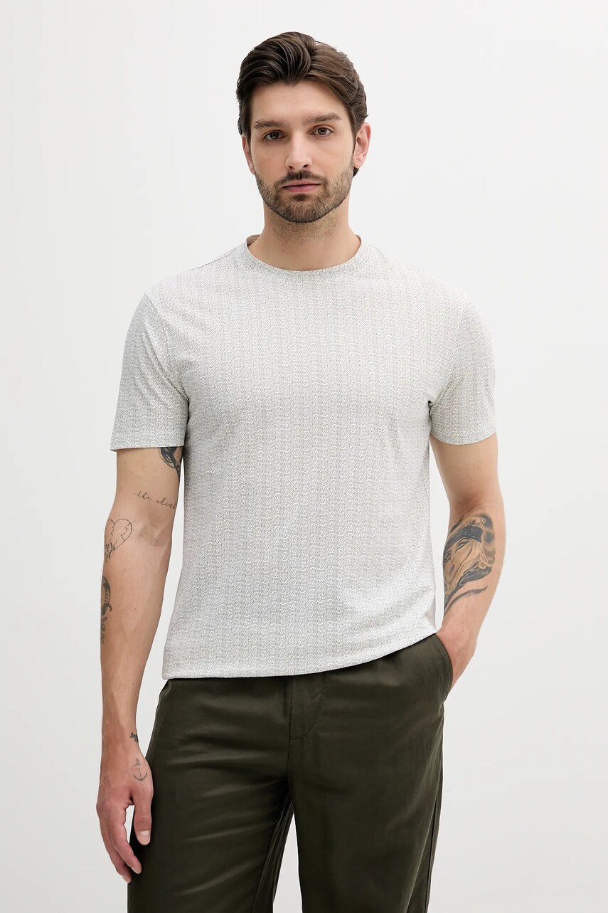 Armani Exchange tricou din bumbac culoarea alb, cu imprimeu, XM000561 AF10356