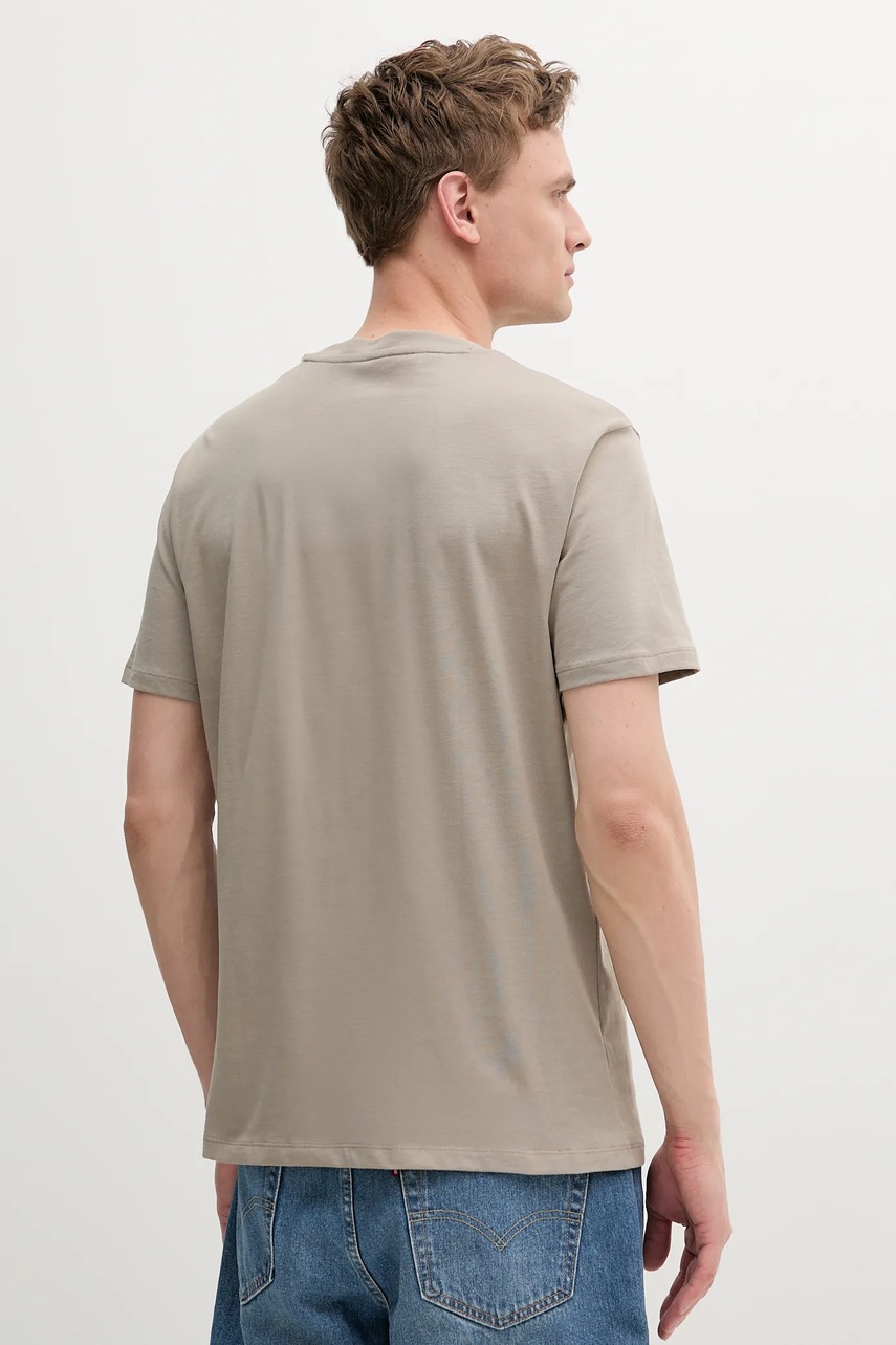 Хлопковая футболка Armani Exchange мужская цвет бежевый с принтом XM000545 AF10361