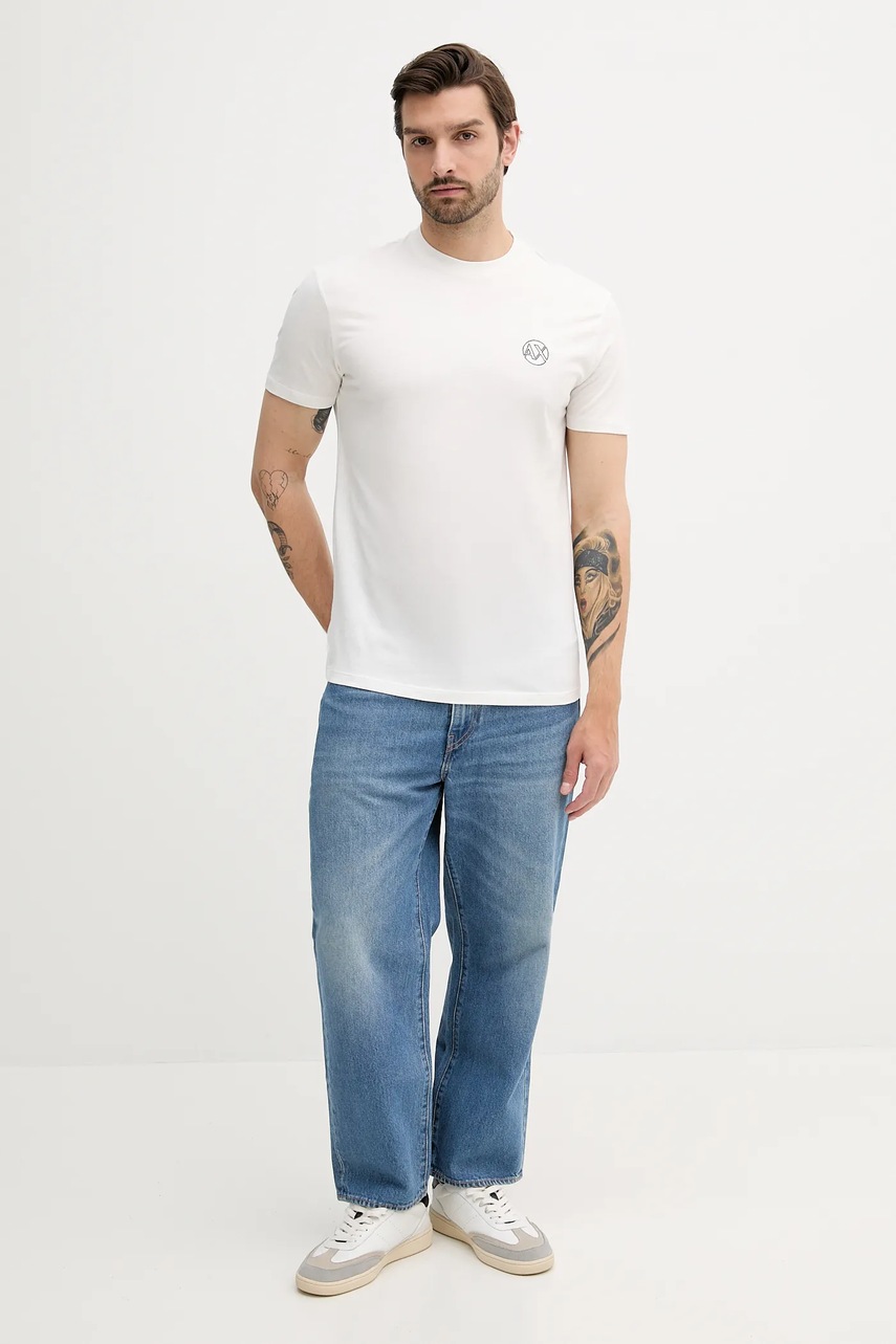 Хлопковая футболка Armani Exchange цвет бежевый однотонная XM000558 AF10358