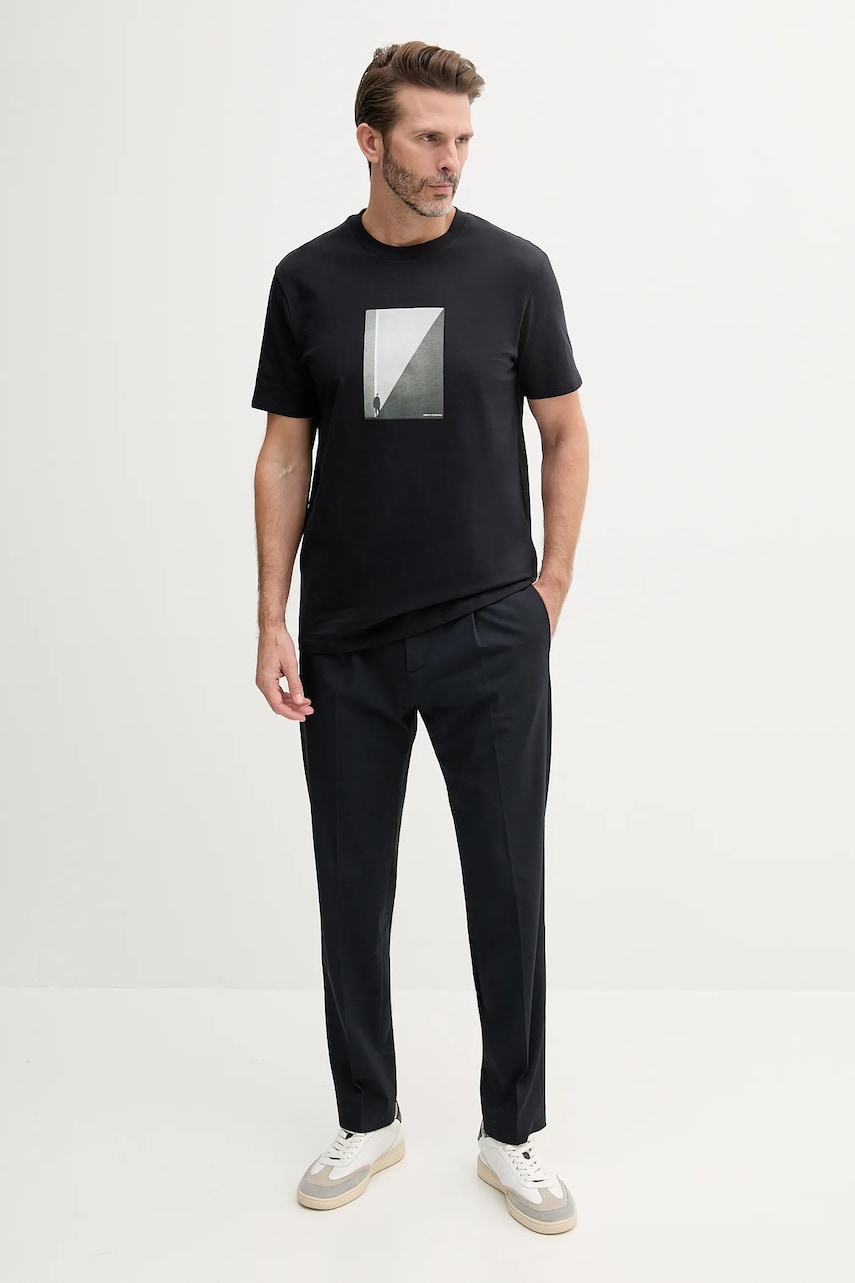 Хлопковая футболка Armani Exchange мужская цвет синий с принтом XM000753 AF10361 Хлопковая футболка Armani Exchange мужская цвет синий с принтом XM000753 AF10361
