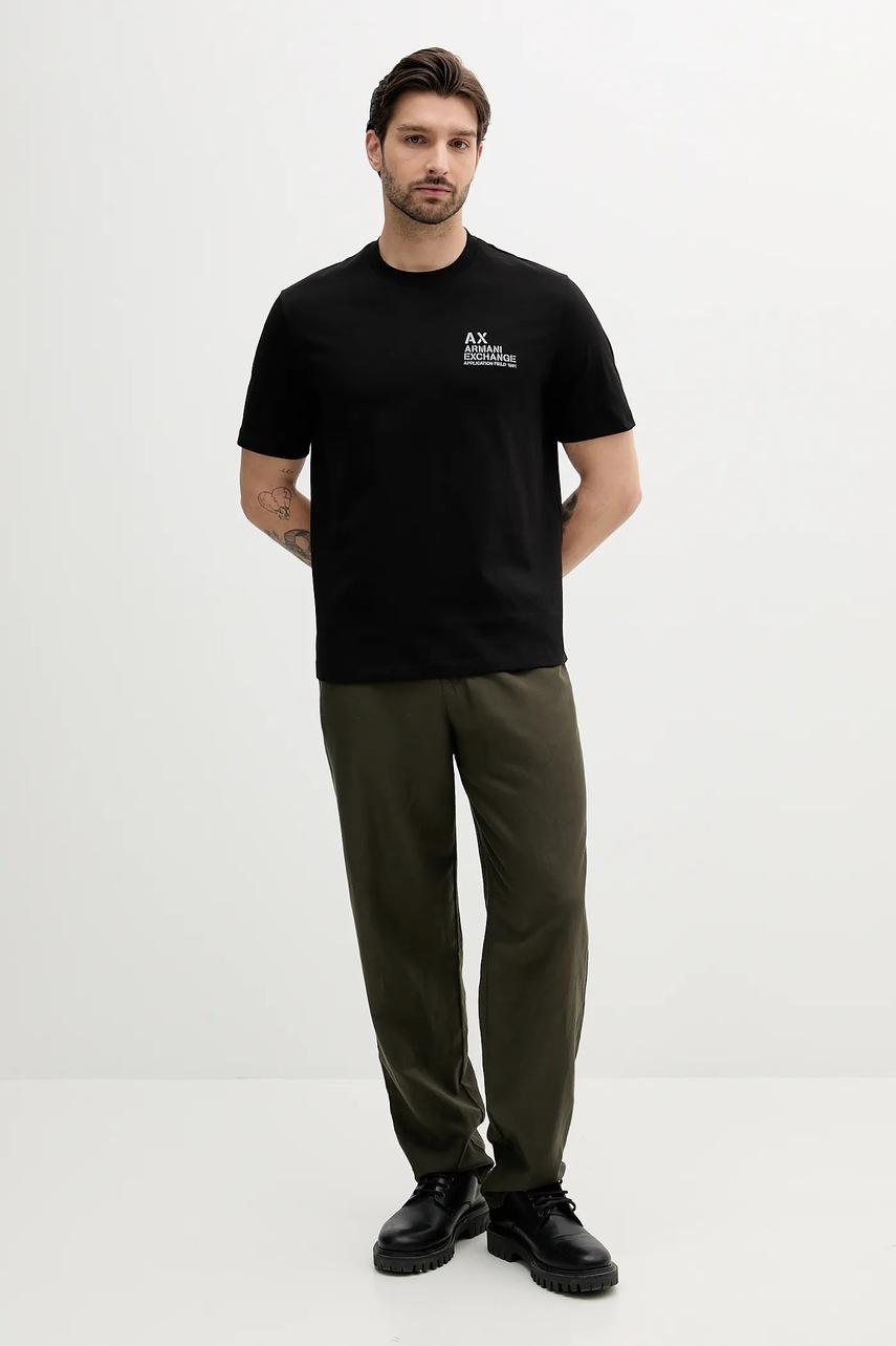 Хлопковая футболка Armani Exchange цвет чёрный с аппликацией XM000769 AF10361