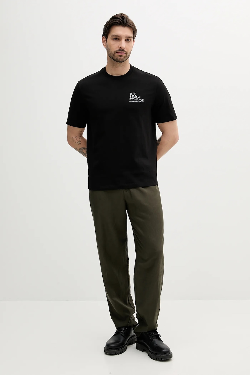 Хлопковая футболка Armani Exchange цвет чёрный с аппликацией XM000769 AF10361 Хлопковая футболка Armani Exchange цвет чёрный с аппликацией XM000769 AF10361