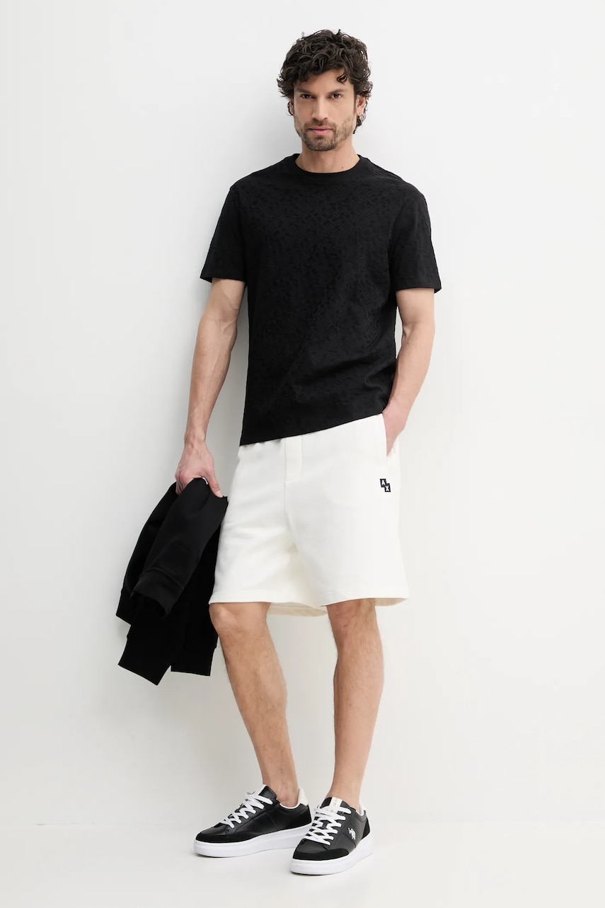 Хлопковая футболка Armani Exchange мужская цвет чёрный узорная XM000478 AF10337 Хлопковая футболка Armani Exchange мужская цвет чёрный узорная XM000478 AF10337