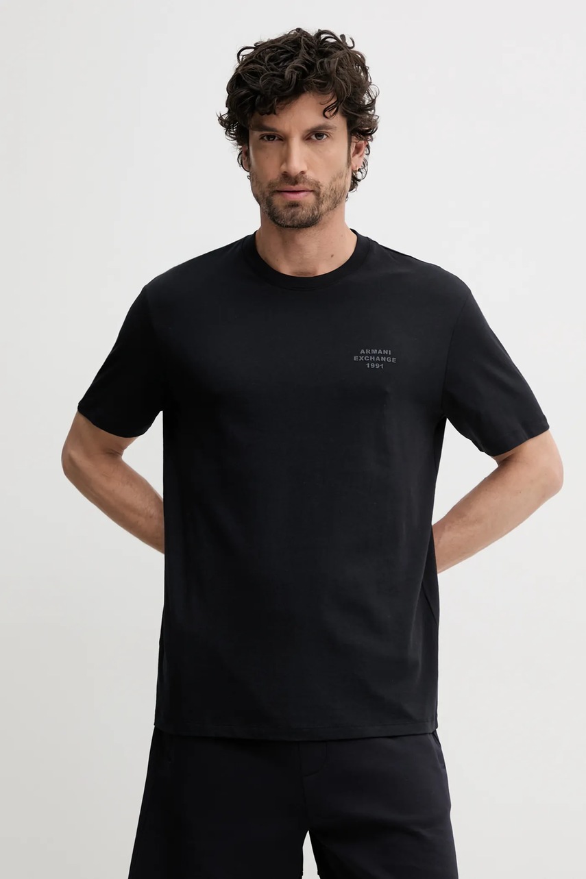 Levně Bavlněné tričko Armani Exchange tmavomodrá barva, s potiskem, XM000752 AF12308