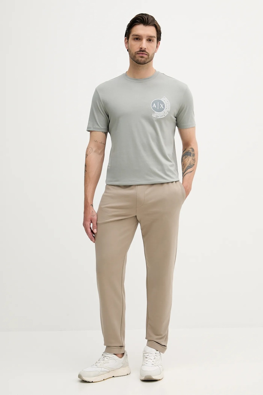 Хлопковая футболка Armani Exchange цвет серый с аппликацией XM000556 AF10358