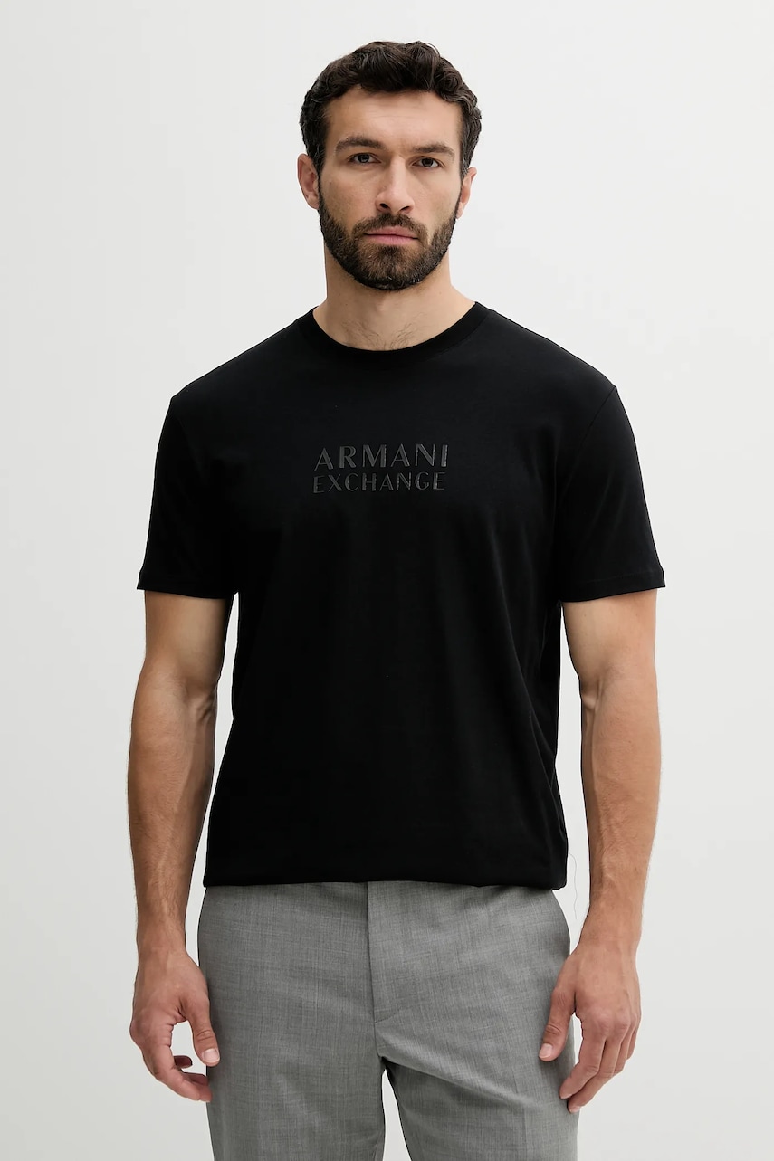 Armani Exchange tricou din bumbac culoarea negru, uni, XM000553 AF10334