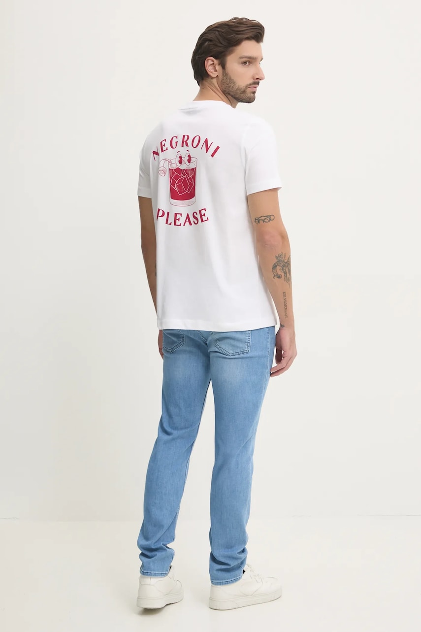 Joop! tricou din bumbac bărbați, culoarea alb, cu imprimeu, 30045502